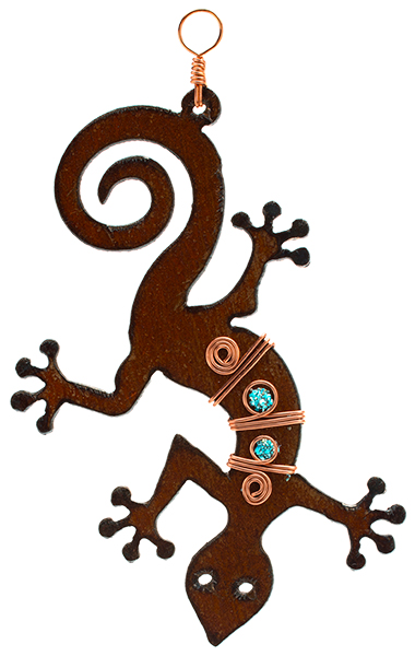 Rustic Metal Gecko Ornament