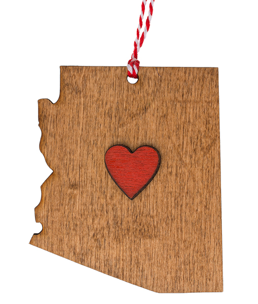 Arizona Wooden Heart Ornament