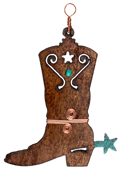 Rustic Cowboy Boot Ornament