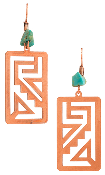 Aztec Design Copper Earrings